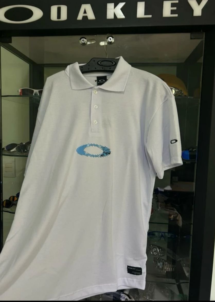 Polo Static Masculina Branca - Logo Azul