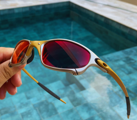 Óculos de Sol Juliet 24k Lente Dark Ruby Pinada Premium - Imagem 3