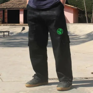 Calça Cargo Infantil Jeans QTS CREW Preta- Logomarca