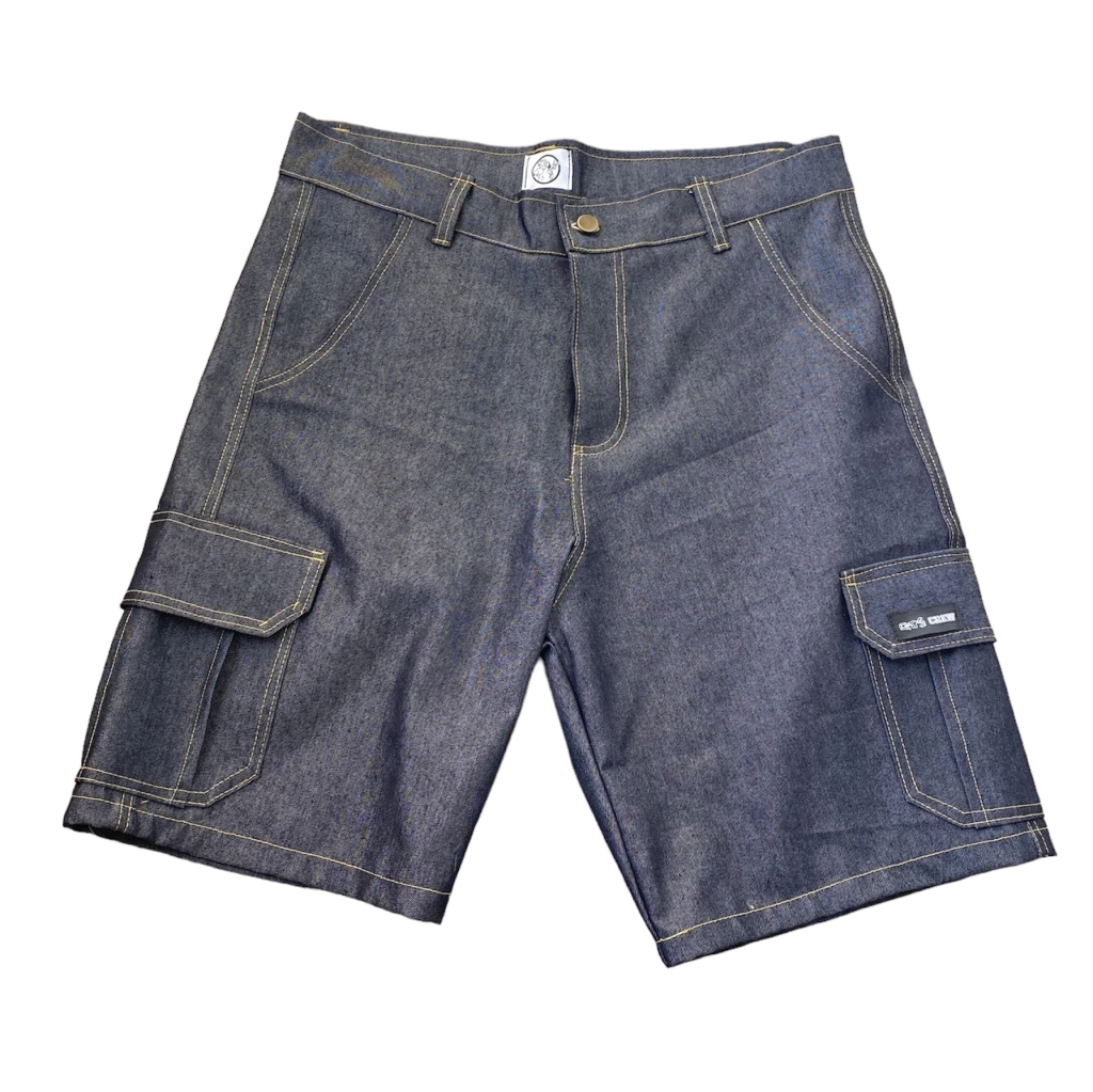 Bermuda Cargo Jeans QTS Crew Masculina - Azul 100% Algodão