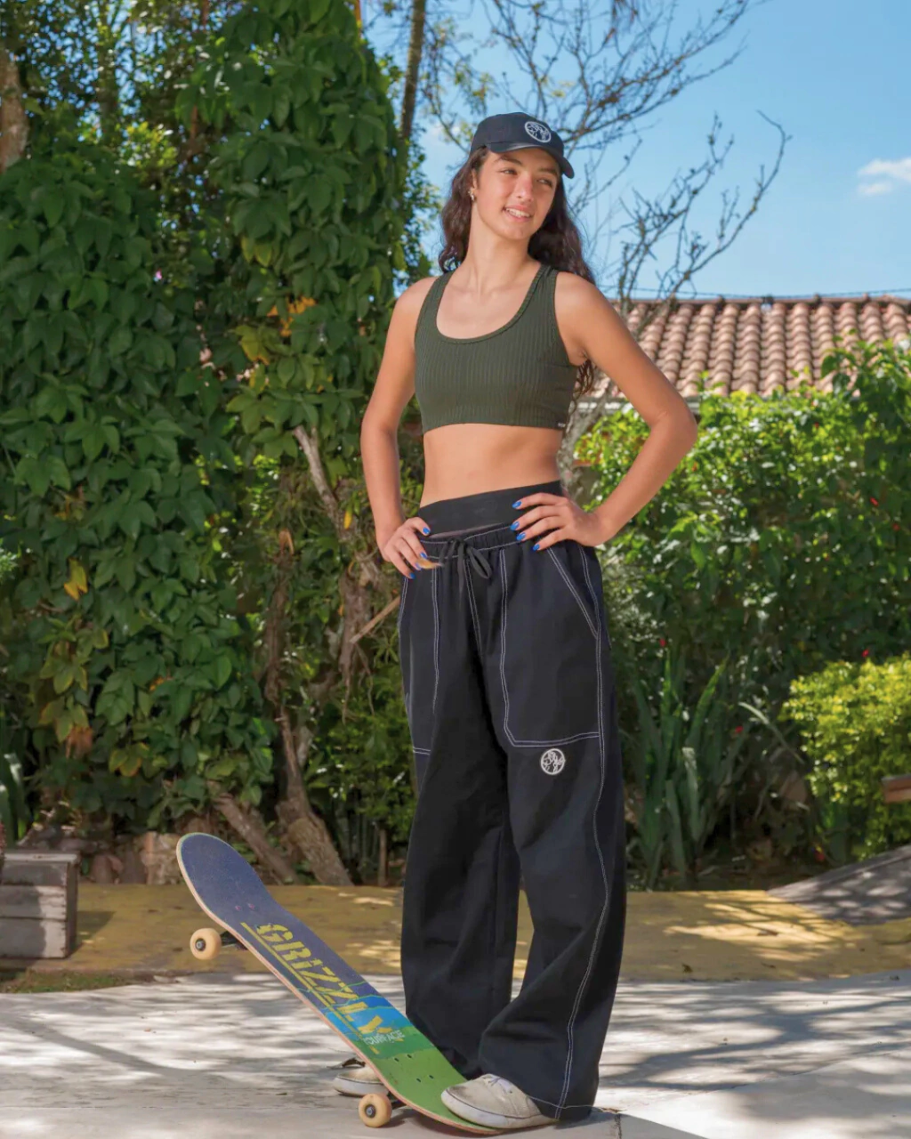 Calça Baggy Feminina Preta - QTS Crew