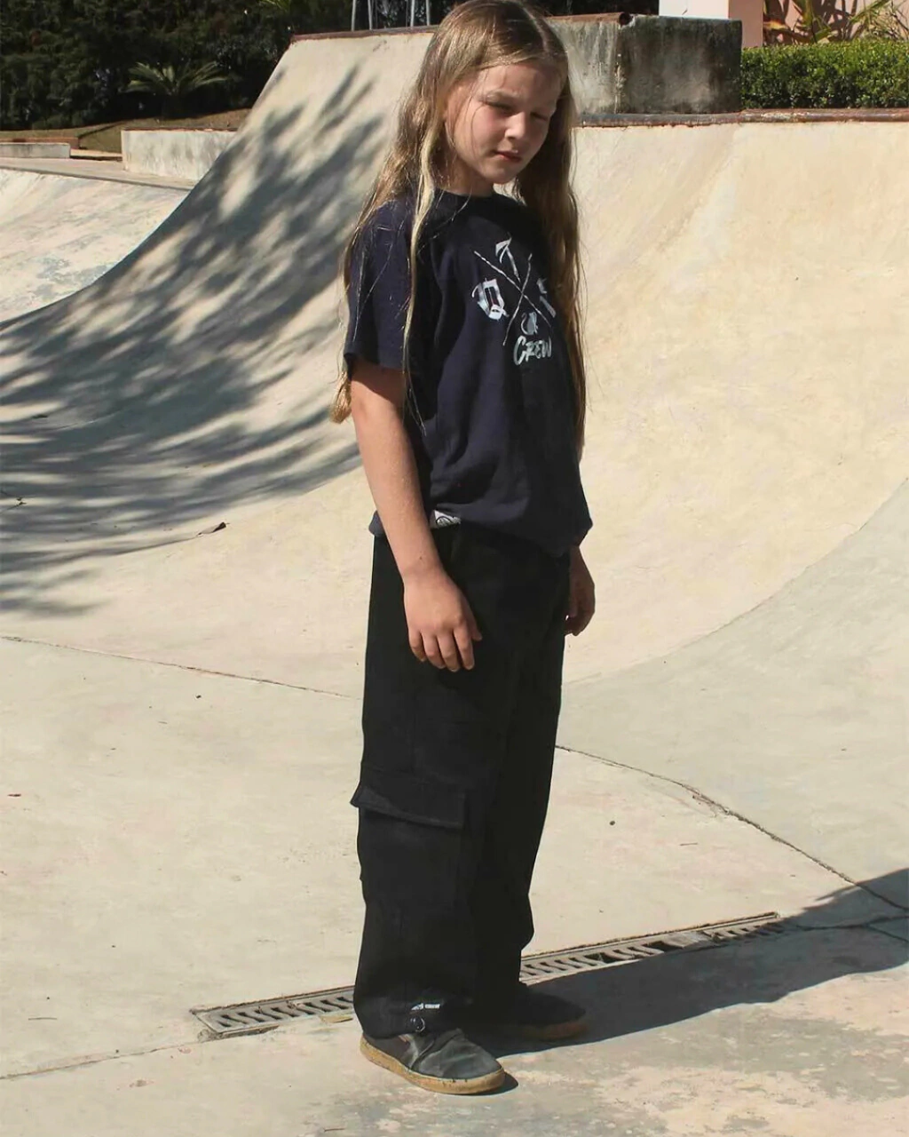 Calça Cargo Infantil Jeans QTS CREW Preta- Logomarca - Imagem 5