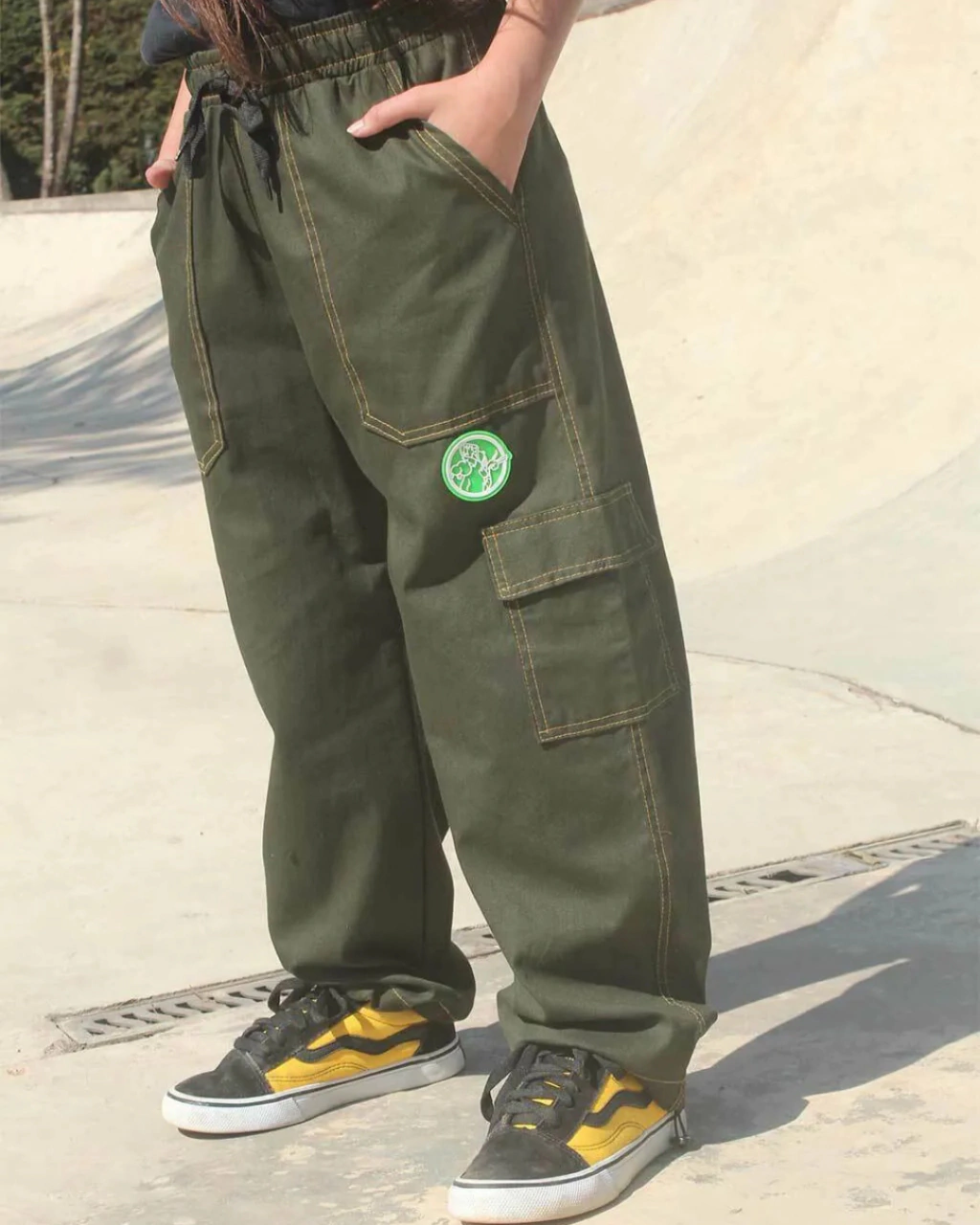 Calça Cargo Infantil Sarja QTS Crew - Logomarca (Preto/Verde/Branca) - Imagem 11