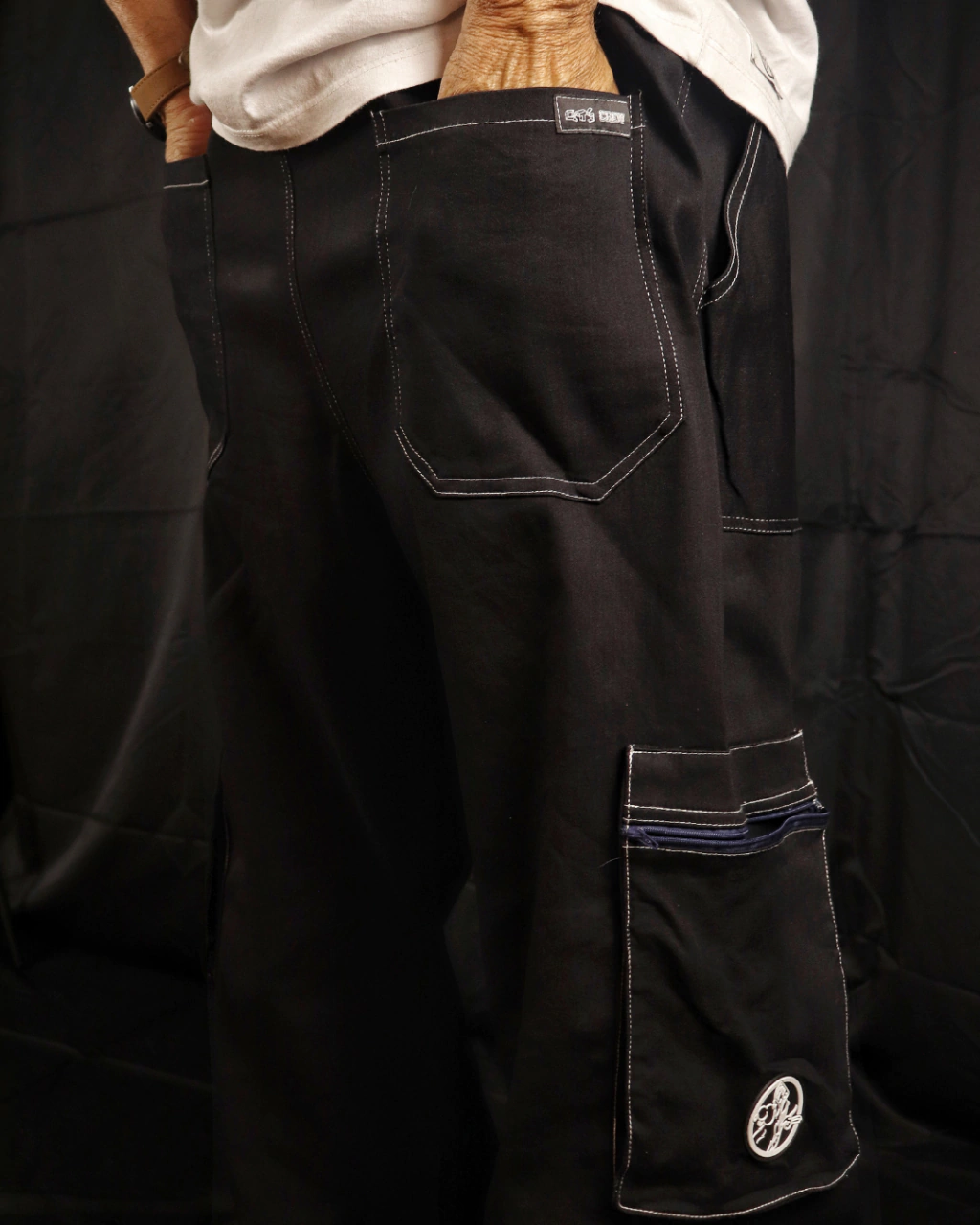 Calça Cargo Infantil Sarja QTS Crew - Logomarca (Preto/Verde/Branca) - Imagem 14
