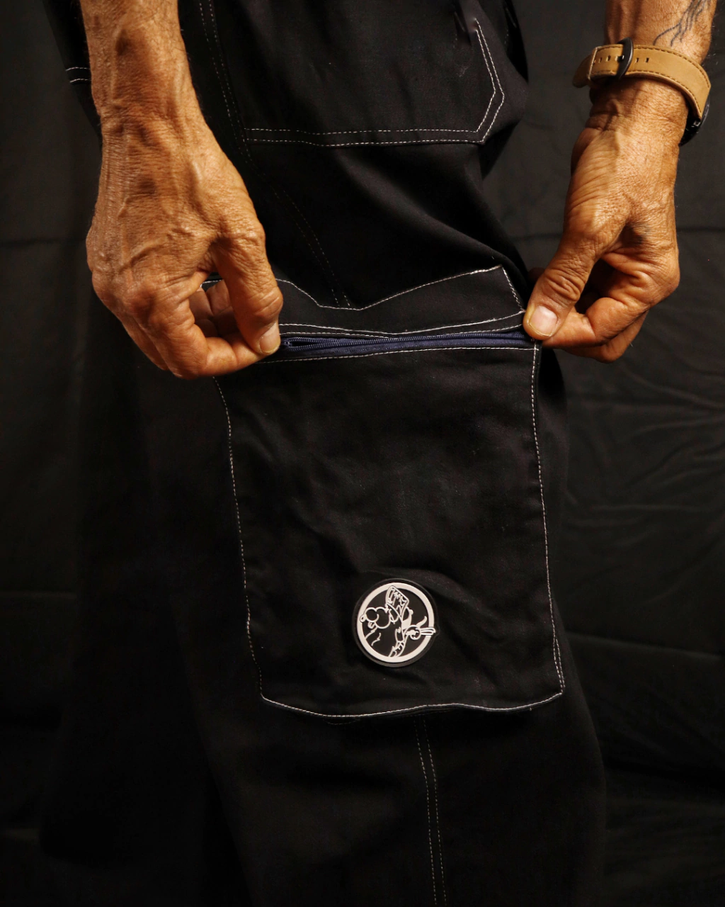 Calça Cargo Infantil Sarja QTS Crew - Logomarca (Preto/Verde/Branca) - Imagem 15