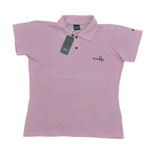 Camiseta Feminina Polo Branca Static Rosa