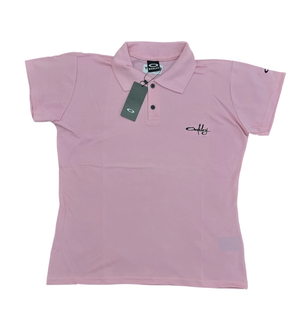 Camiseta Feminina Polo Branca Static Rosa